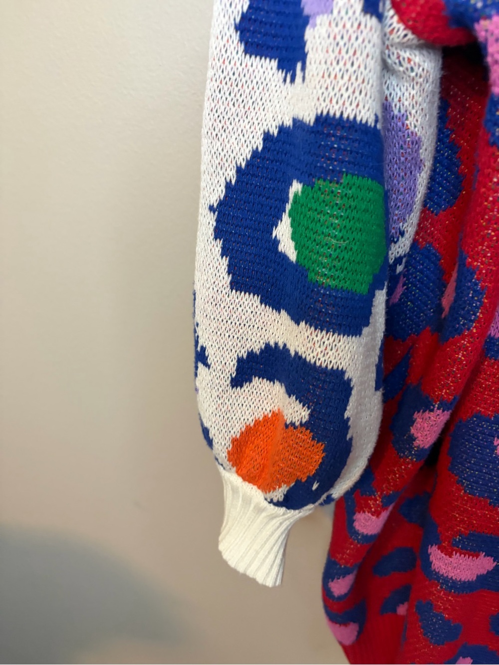 FARM Rio Leopard Pop Cotton Cardigan Button Front Balloon Sleeve Multicolor XL - Picture 6 of 15